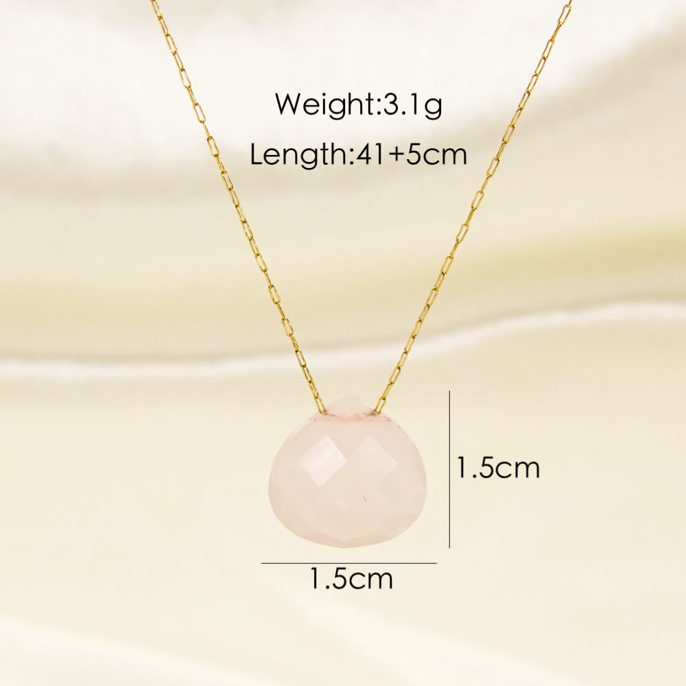 Olivenorma Natural Crystal Faceted Water Drop Pendant Necklace