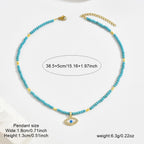 Olivenorma Natural Crystal Beads Sun Evil Eye Pendant Necklace