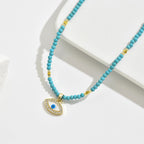 Olivenorma Natural Crystal Beads Sun Evil Eye Pendant Necklace