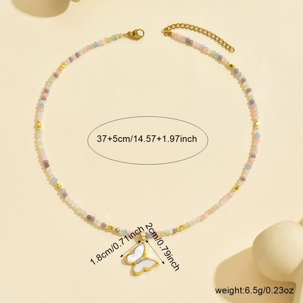 Olivenorma Natural Crystal Beads Sun Evil Eye Pendant Necklace