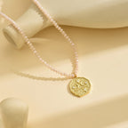 Olivenorma Natural Crystal Beads Sun Evil Eye Pendant Necklace