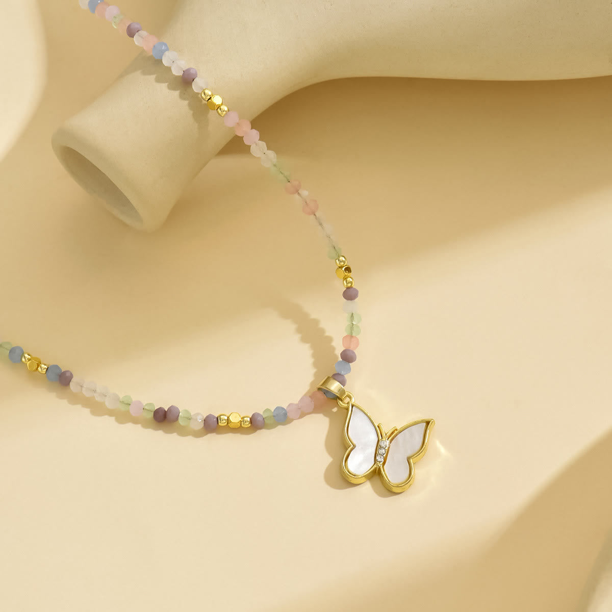 Olivenorma Natural Crystal Beads Sun Evil Eye Pendant Necklace