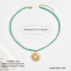 Olivenorma Natural Crystal Beads Sun Evil Eye Pendant Necklace