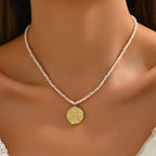 Olivenorma Natural Crystal Beads Sun Evil Eye Pendant Necklace