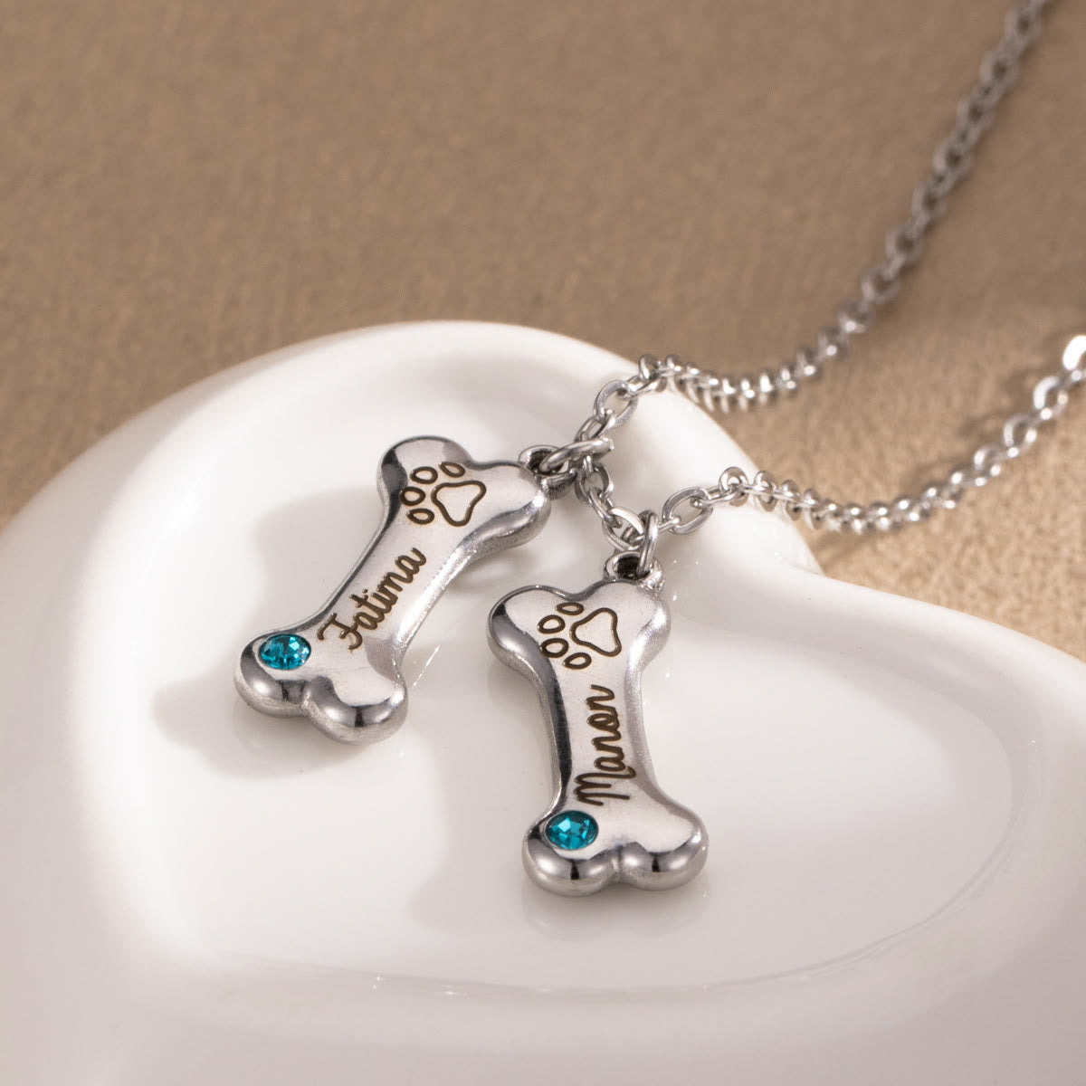 Olivenorma Custom Stainless Steel Dog Bone Birthstone Necklace