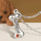 Olivenorma Custom Stainless Steel Dog Bone Birthstone Necklace