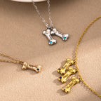 Olivenorma Custom Stainless Steel Dog Bone Birthstone Necklace