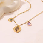 Olivenorma Custom Birth Flower Birthstone Stainless Steel Necklace