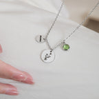 Olivenorma Custom Birth Flower Birthstone Stainless Steel Necklace