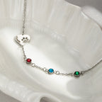 Olivenorma Custom Hollow Heart Dog Paw Birthstone Necklace