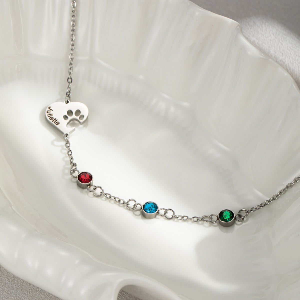 Olivenorma Custom Hollow Heart Dog Paw Birthstone Necklace