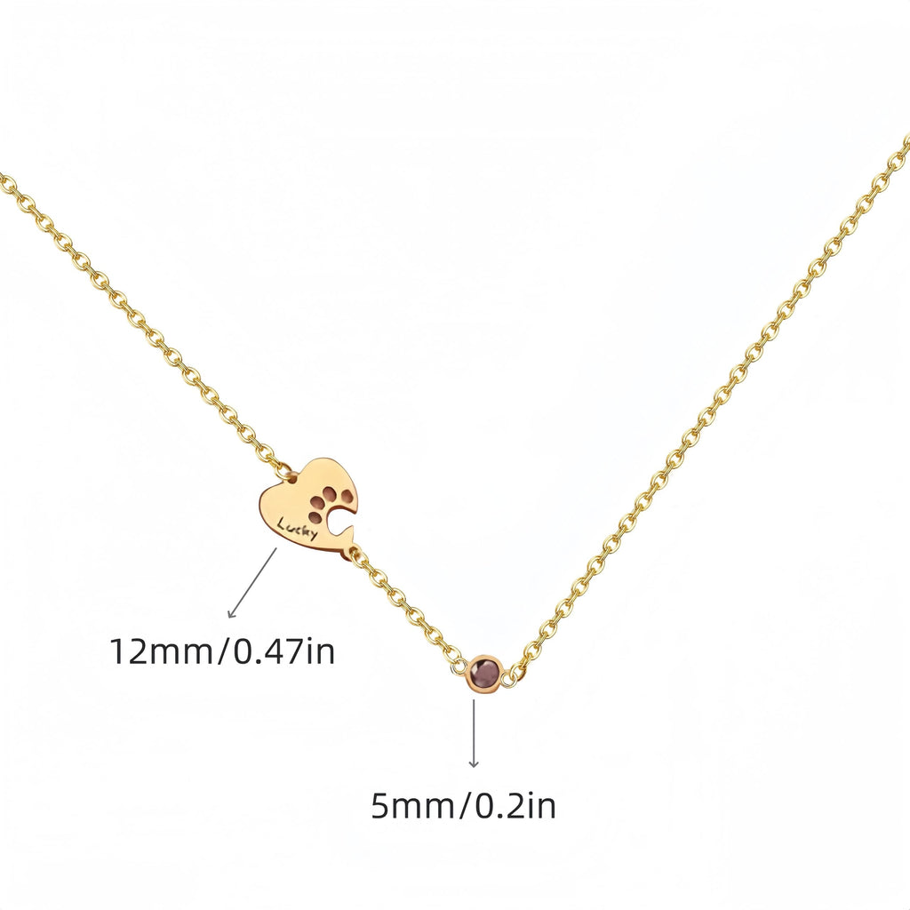 Olivenorma Custom Hollow Heart Dog Paw Birthstone Necklace