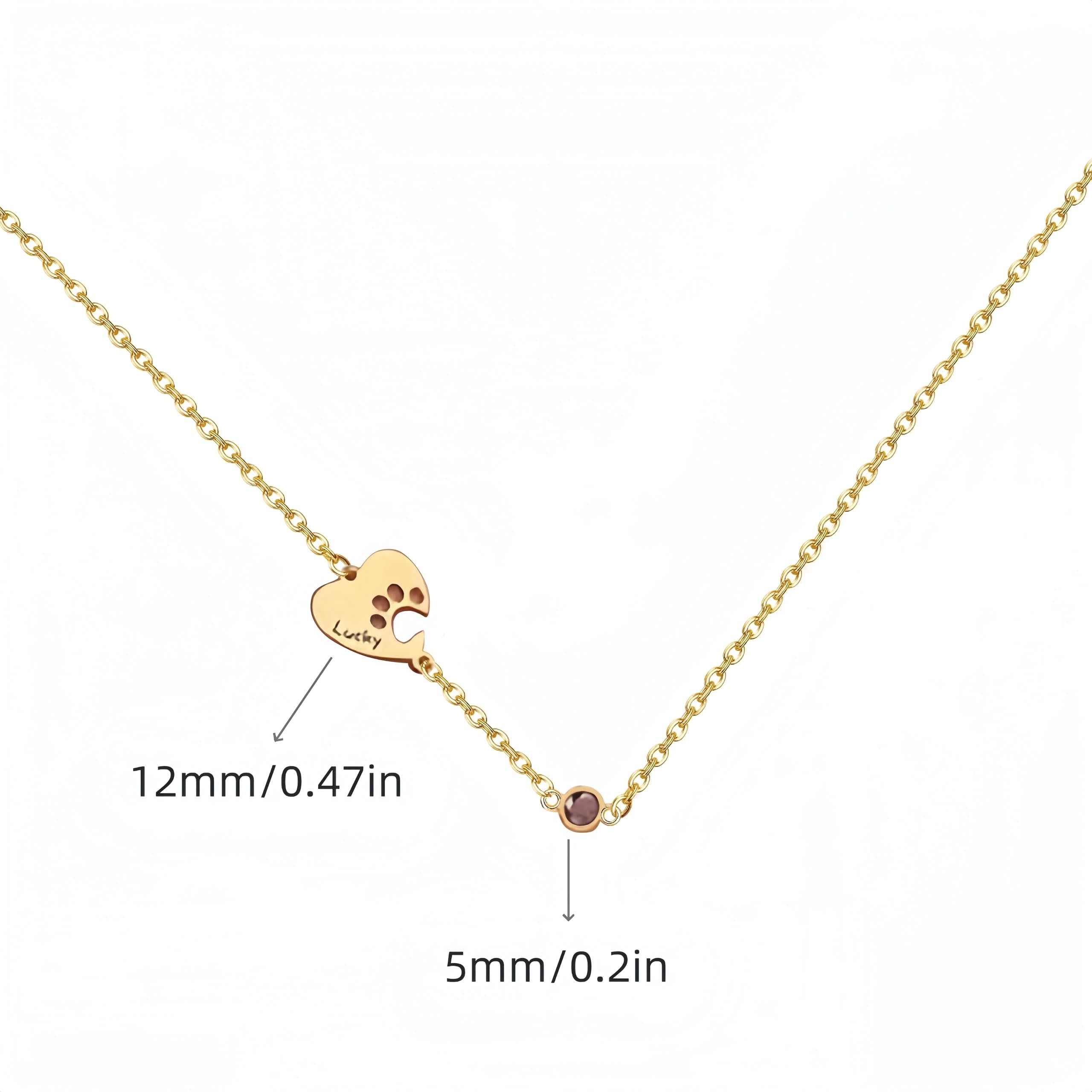 Olivenorma Custom Hollow Heart Dog Paw Birthstone Necklace
