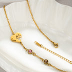 Olivenorma Custom Hollow Heart Dog Paw Birthstone Necklace