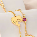 Olivenorma Custom Hollow Heart Dog Paw Birthstone Necklace