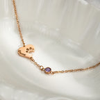 Olivenorma Custom Hollow Heart Dog Paw Birthstone Necklace