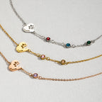 Olivenorma Custom Hollow Heart Dog Paw Birthstone Necklace