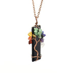 Olivenorma Rectangular Natural Stone Chakra Pendant Necklace