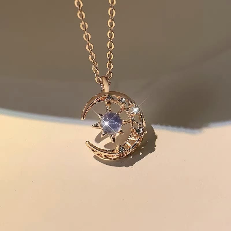 Olivenorma Celestial Dainty Moon Moonstone Necklace