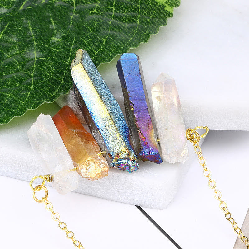 Olivenorma Natural Crystal Rough Mixed Color Crystal Pendant Necklace