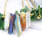 Olivenorma Natural Crystal Rough Mixed Color Crystal Pendant Necklace