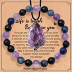 Olivenorma "Life Is Tough, But So Are You" Healing Gemstone Bracelet Necklace Jewelry Set