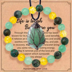 Olivenorma "Life Is Tough, But So Are You" Healing Gemstone Bracelet Necklace Jewelry Set