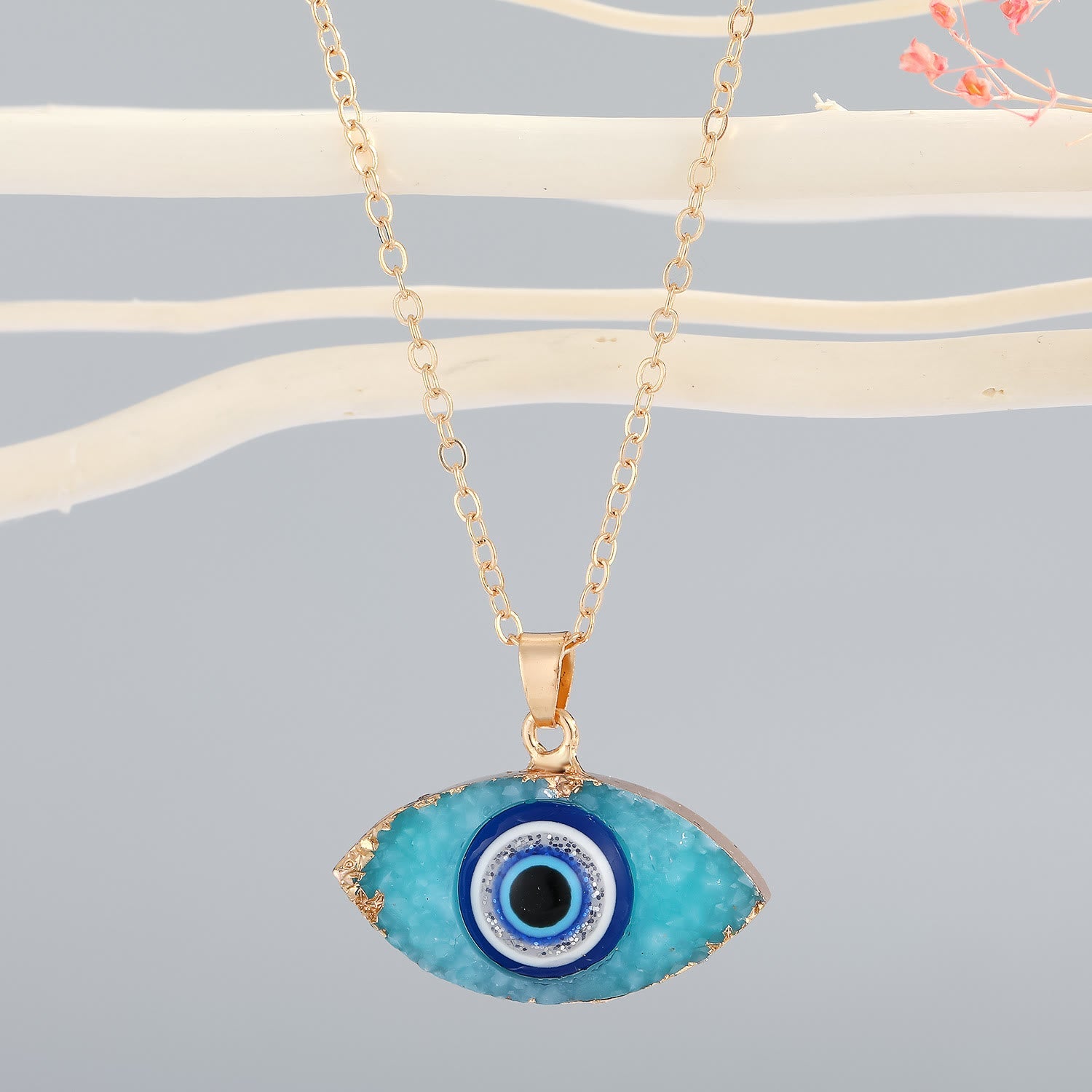Olivenorma Clear Quartz Evil Eye Energy Necklace