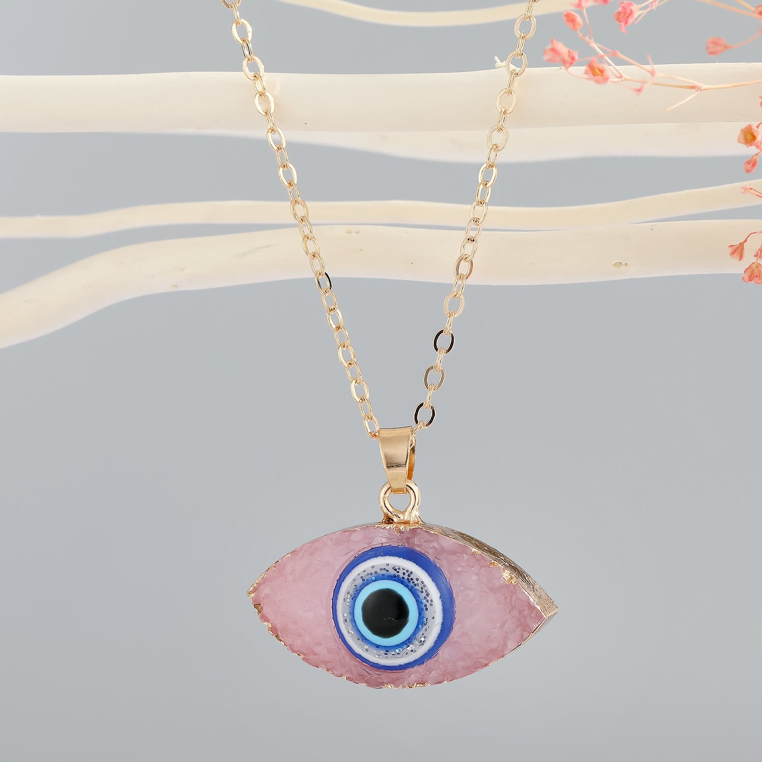Olivenorma Clear Quartz Evil Eye Energy Necklace