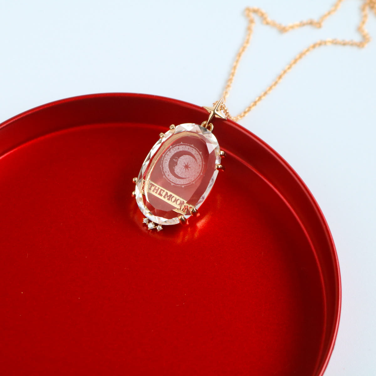 Olivenorma Vintage Clear Crystal Moon & Sun Tarot Necklace