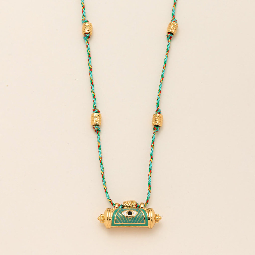 Olivenorma Tribal Charm Evil Eye Kaleidoscope Braided Rope Necklace