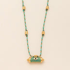 Olivenorma Tribal Charm Evil Eye Kaleidoscope Braided Rope Necklace