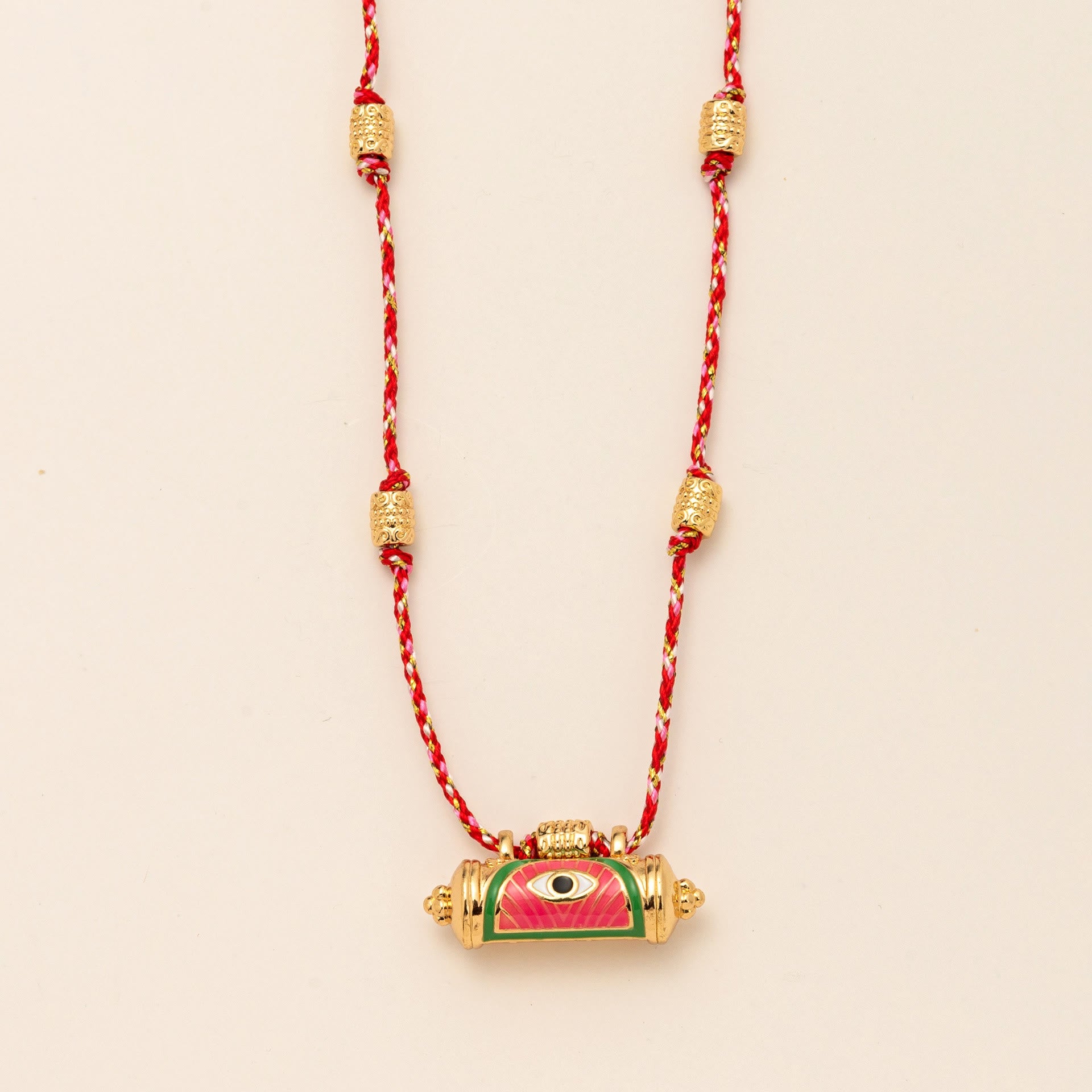 Olivenorma Tribal Charm Evil Eye Kaleidoscope Braided Rope Necklace