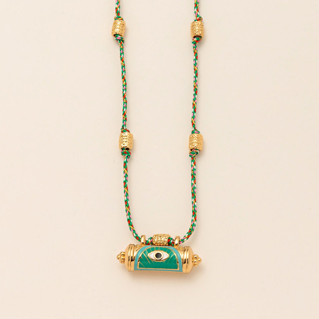 Olivenorma Tribal Charm Evil Eye Kaleidoscope Braided Rope Necklace