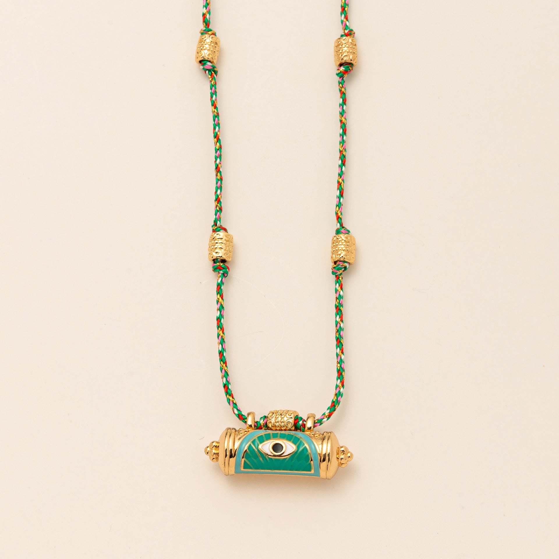 Olivenorma Tribal Charm Evil Eye Kaleidoscope Braided Rope Necklace