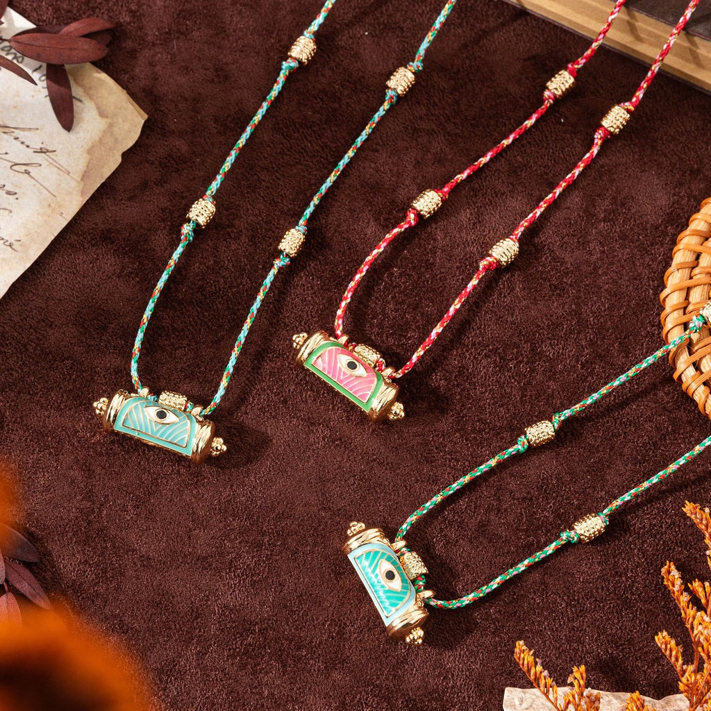 Olivenorma Tribal Charm Evil Eye Kaleidoscope Braided Rope Necklace