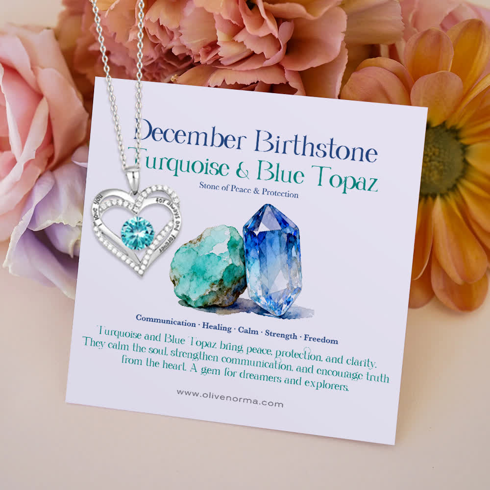 Olivenorma "I Love You Always and Forever" – Forever Love Birthstone Heart Necklace