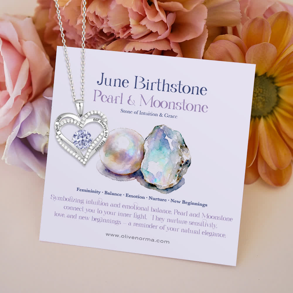 Olivenorma "I Love You Always and Forever" – Forever Love Birthstone Heart Necklace