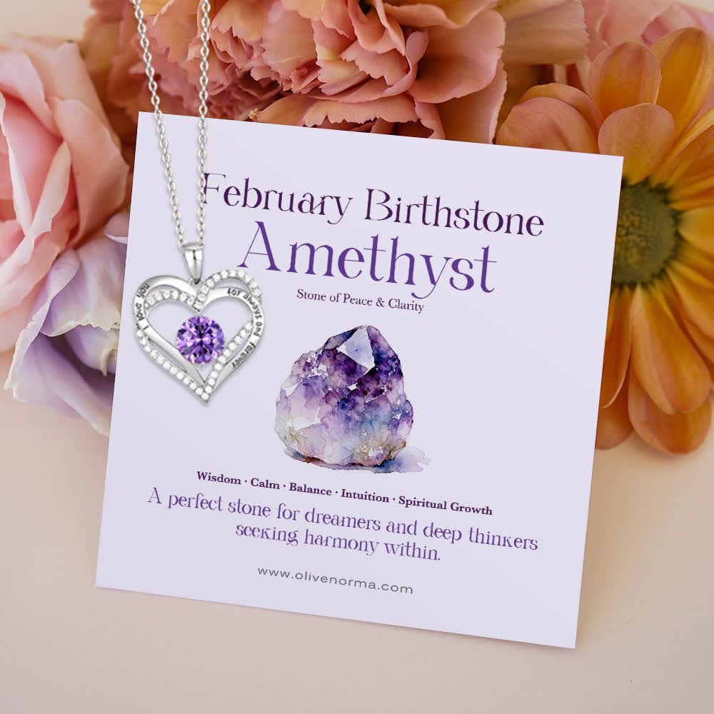 Olivenorma "I Love You Always and Forever" – Forever Love Birthstone Heart Necklace