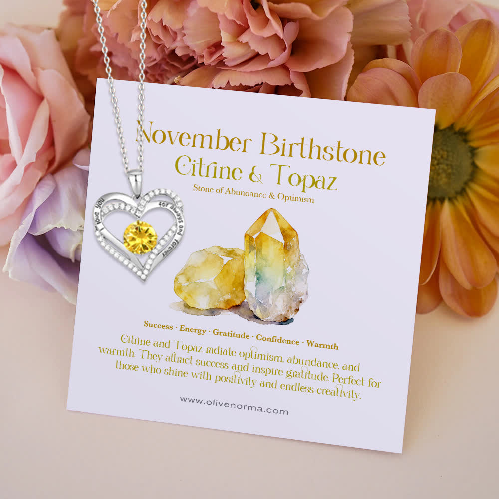 Olivenorma "I Love You Always and Forever" – Forever Love Birthstone Heart Necklace