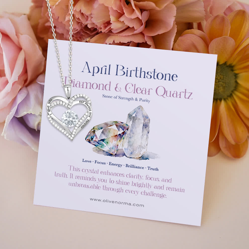 Olivenorma "I Love You Always and Forever" – Forever Love Birthstone Heart Necklace