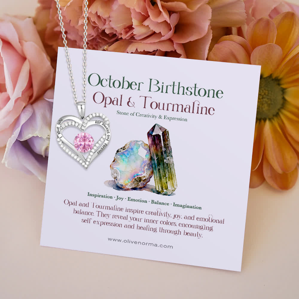 Olivenorma "I Love You Always and Forever" – Forever Love Birthstone Heart Necklace