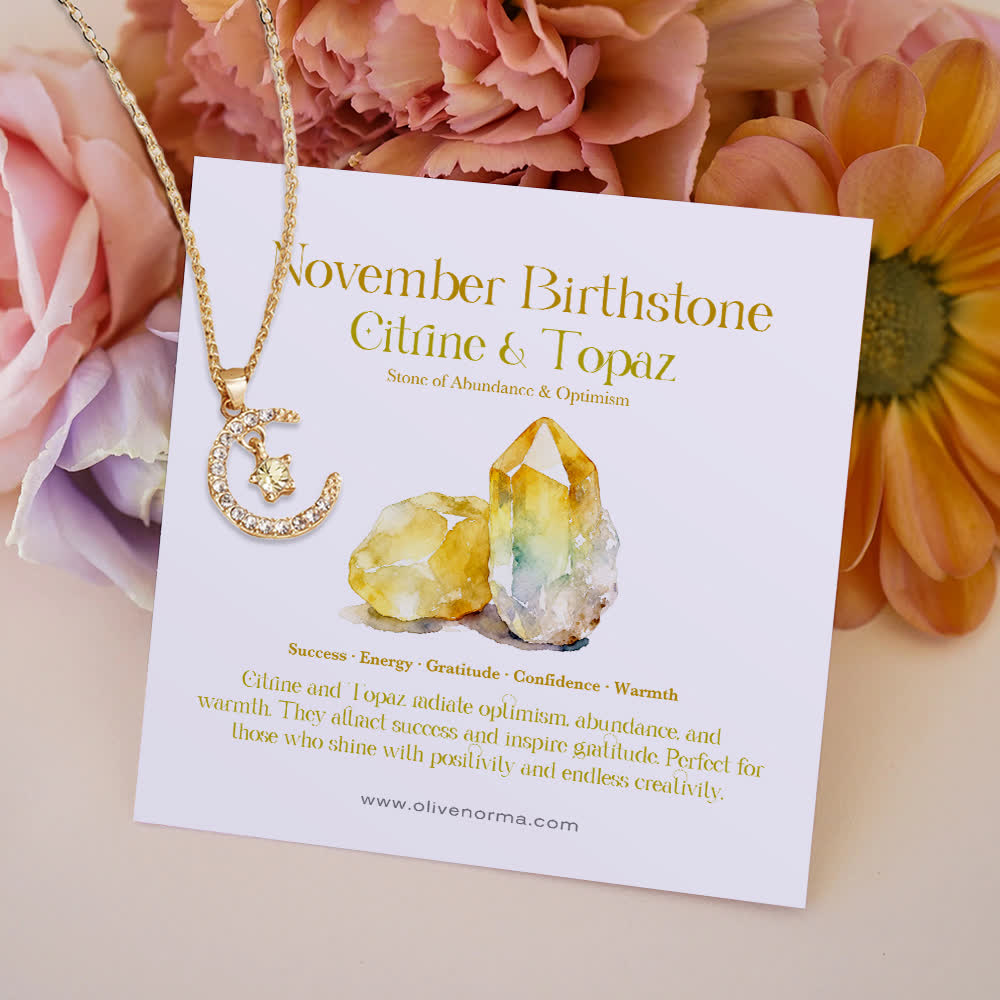 Olivenorma Month Birthstone Star Creative Gift Card Necklace