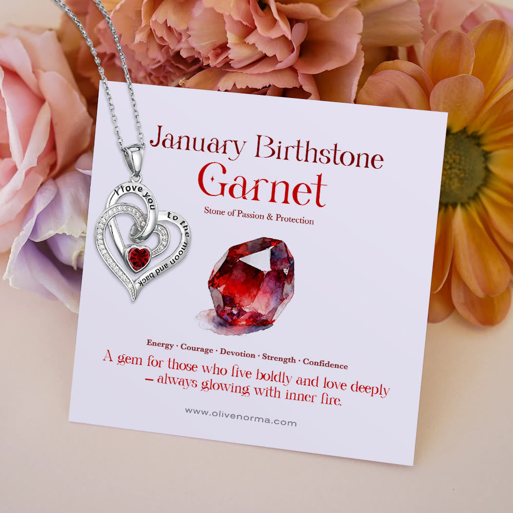 Olivenorma Hearts and Hearts Birthstone Gift Card Necklace