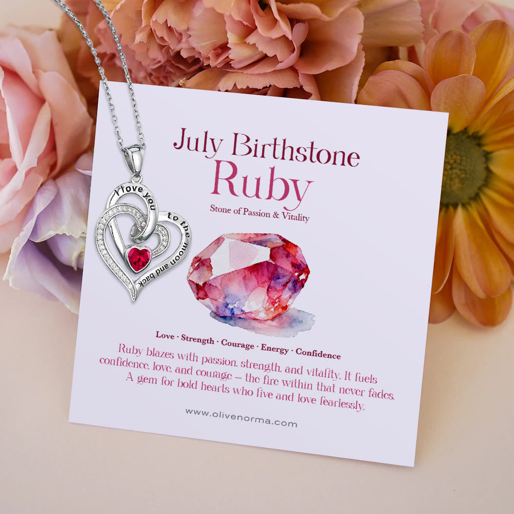Olivenorma Hearts and Hearts Birthstone Gift Card Necklace