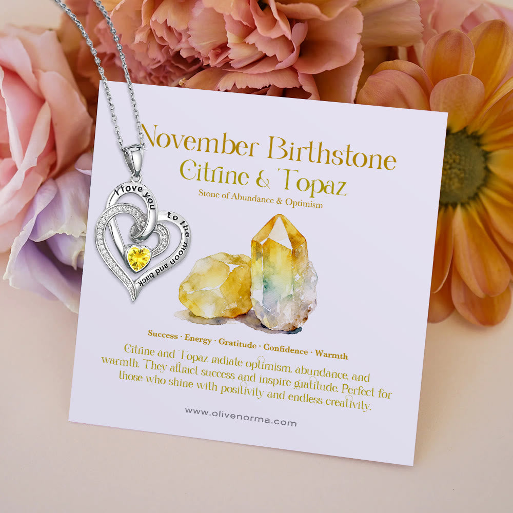 Olivenorma Hearts and Hearts Birthstone Gift Card Necklace