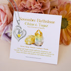 Olivenorma Hearts and Hearts Birthstone Gift Card Necklace
