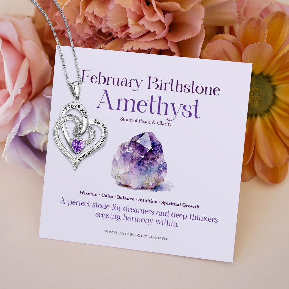 Olivenorma Hearts and Hearts Birthstone Gift Card Necklace