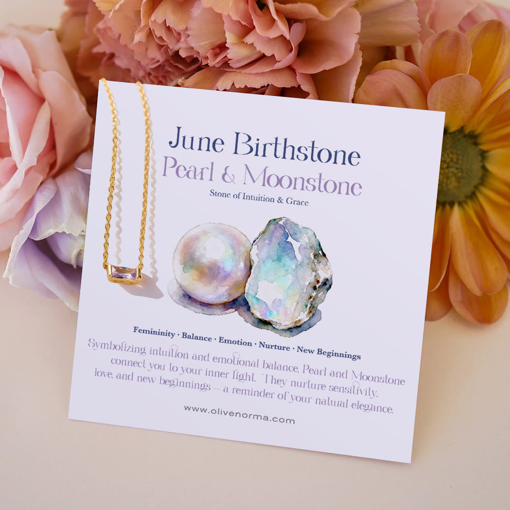 Olivenorma Simple Rectangular Birthstone Pendant Stainless Steel  Gift Card Necklace