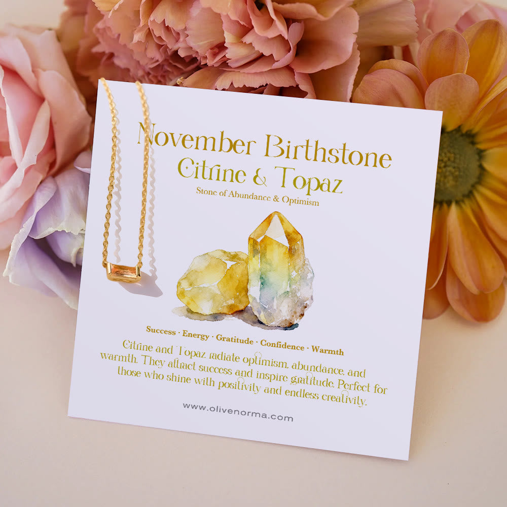 Olivenorma Simple Rectangular Birthstone Pendant Stainless Steel  Gift Card Necklace